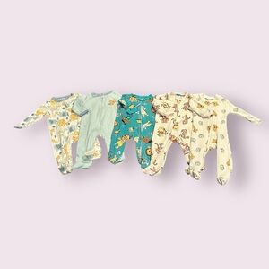 Set of Baby 0-3 Month Footed Pajamas Winnie The Pooh, Tigger, Cocomelon, Jungle